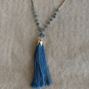Elegant Blue Tassel Necklace